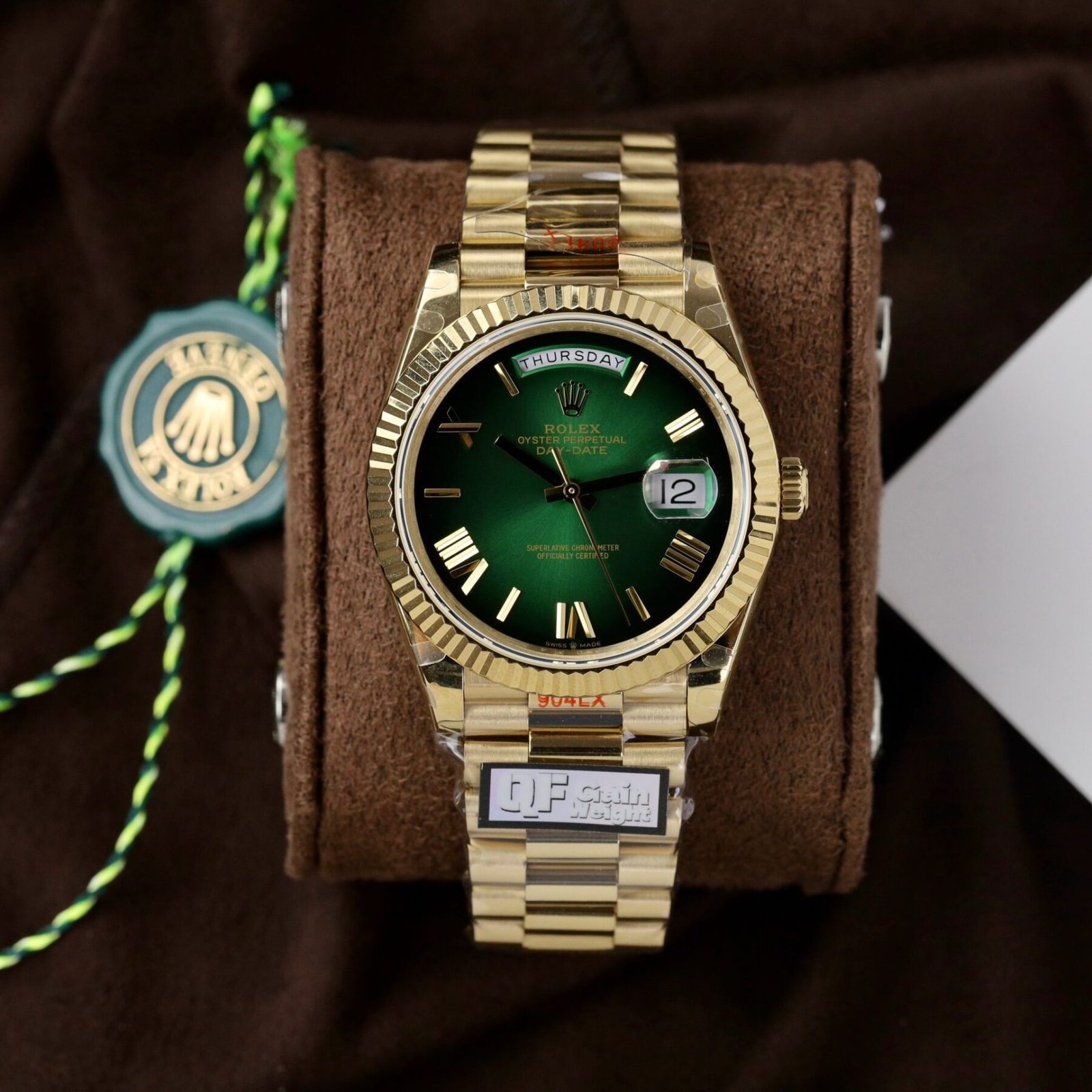 1750588035-21.jpg Rolex Day-Date 228238 YG Plated Ombre Green Dial 40mm Super Clone - 图片 1