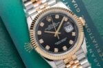 Rolex Datejust SS/RG Plated Black Dial CZ Diamonds 36mm Jub Super Clone - 图片 3