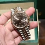 Rolex Datejust SS/RG Plated Chocolate Dial CZ Diamonds 41mm Jub EWF Replica - 图片 3