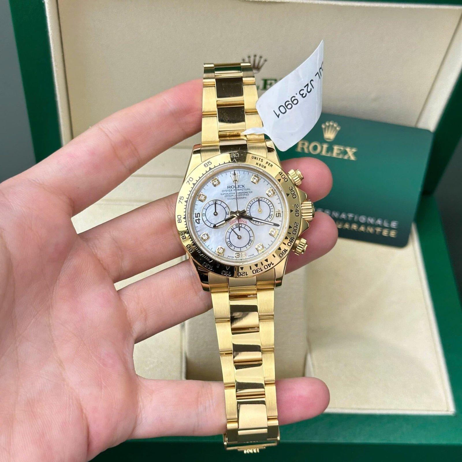 1750588931-371-1.jpg Rolex Daytona 116508 YG Plated MOP Dial CZ Diamonds 40mm Oyster Super Clone - 图片 1