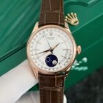 Rolex Cellini 50535-2 RG Plated White Dial 39mm Leather AAA Replica
