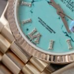 Rolex Day-Date 128238 RG Plated Turquoise Blue Dial CZ Diamonds 36mm Super Clone - 图片 6