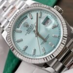Rolex Day-Date 128236 904L Steel Ice Blue Dial CZ Diamonds 36mm Super Clone - 图片 4