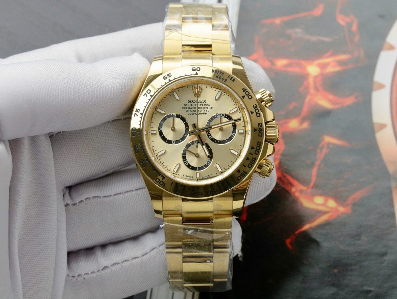 1750589155-461.jpg Rolex Daytona 126508 YG Plated Champagne Dial 40mm Oyster Super Clone - 图片 1