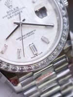 Rolex Day-Date 904L Steel Meteorite Dial Baguette Diamond 40mm Super Clone - 图片 7