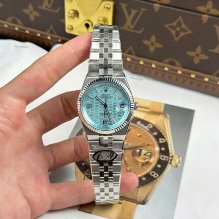 Rolex Land-Dweller 127236 Ice-Blue Honeycomb-Motif Dial 36mm Replica