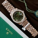 Rolex Day-Date RG Plated Green Dial Baguette Diamond 40mm Super Clone - 图片 2