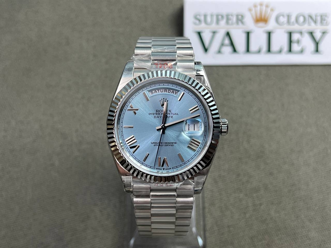 Day-Date-228236-Ice-Blue-Dial.jpg Rolex Day-Date 228236 904L Steel Ice Blue Dial 40mm Super Clone - 图片 1
